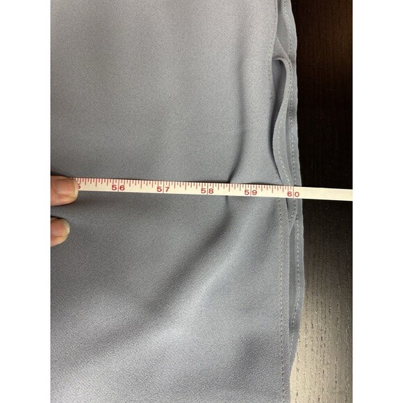 Jenny Yoo Bridesmaid Dress Maxi Pebbled Crepe Chambray Blue Grey 10 Sheer - Picture 6 of 10